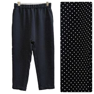 Zara Navy Blue White Small Polka Dot Pocket Slouchy Cuff Pant Size XS Preppy